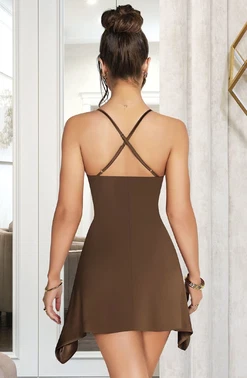 Pink Night Şık Kadın Seksi Elbise Kahverengi Pink Night 4407 - Alternatif Görünüm