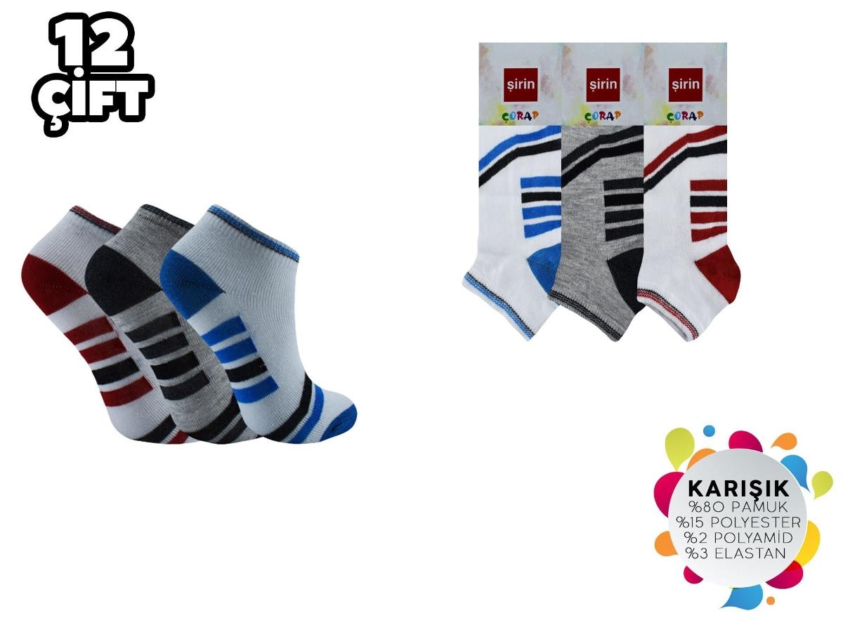 Erkek Çocuk Mevsimlik Patik Çorap 12'li Şirin 003 - 12 ADET