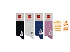 Şirin Karışık Renk Dikişsiz Kadın Penye Çorap 12'li Şirin 4150-2 - 12 ADET - Alternatif Görünüm