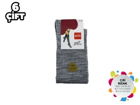 Şirin Yün Akrilik Kadın Gri Diz Altı Çorap 6'lı Şirin 5110 - 12 ADET - Alternatif Görünüm