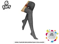 Şirin Gri Yün Akrilik Bayan Diz Üstü Çorap 6'lı Şirin 5140 - 12 ADET