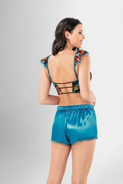 Ahu Lingerie Sırt Dekolteli Büstiyer 3lü Şort Sabahlık Takımı Ahu Loriva 1935 - Alternatif Görünüm