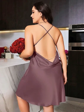 Pink Night Sırt Dekolteli Büyük Beden Fantezi Erotik Gecelik Pink Night 6675 - Alternatif Görünüm