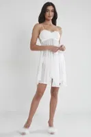 Sırt Dekolteli Şifon Dantelli Kısa Gecelik Pierre Cardin 880  Ekru görsel 12