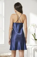 Sırtı Çapraz Askılı Saten Dantelli Kısa Gecelik Pierre Cardin 860 Lacivert görsel 31