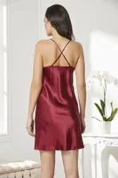 Sırtı Çapraz Askılı Saten Dantelli Kısa Gecelik Pierre Cardin 860 Bordo görsel 17