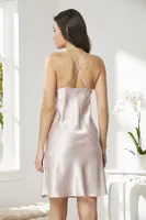 Sırtı Çapraz Askılı Saten Dantelli Kısa Gecelik Pierre Cardin 860 Pudra farklı açı