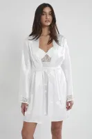 Sırtı Kalp Dantelli Saten Gecelik Sabahlık Takımı Pierre Cardin 4090  Ekru görsel 30
