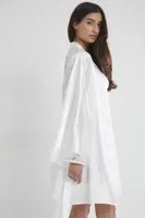 Sırtı Kalp Dantelli Saten Gecelik Sabahlık Takımı Pierre Cardin 4090  Ekru görsel 32