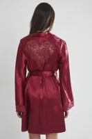 Sırtı Kalp Dantelli Saten Gecelik Sabahlık Takımı Pierre Cardin 4090  Bordo görsel 18