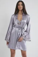 Sırtı Kalp Dantelli Saten Gecelik Sabahlık Takımı Pierre Cardin 4090 