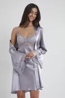Sırtı Kalp Dantelli Saten Gecelik Sabahlık Takımı Pierre Cardin 4090  farklı açı