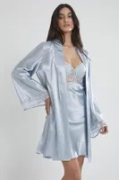 Sırtı Kalp Dantelli Saten Gecelik Sabahlık Takımı Pierre Cardin 4090  görsel 6