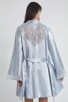 Sırtı Kalp Dantelli Saten Gecelik Sabahlık Takımı Pierre Cardin 4090  görsel 8