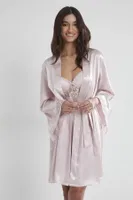 Sırtı Kalp Dantelli Saten Gecelik Sabahlık Takımı Pierre Cardin 4090  Pudra görsel 11