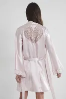 Sırtı Kalp Dantelli Saten Gecelik Sabahlık Takımı Pierre Cardin 4090  Pudra görsel 14