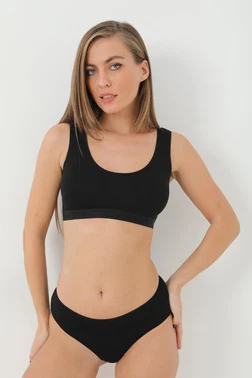 Arma Yıldız Siyah 2li Bambu Kalın Askılı Pedli Crop Atlet Arma Yıldız 3710 - 2 ADET