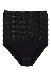 Yıldız Çamaşır Siyah 6'lı Paket Likralı Beli Dantelli Kadın Bikini Külot Yıldız 3528