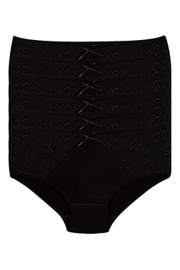 Yıldız Çamaşır Siyah 6'lı Paket Likralı Dantelli Bato Kadın Külot Yıldız 3831