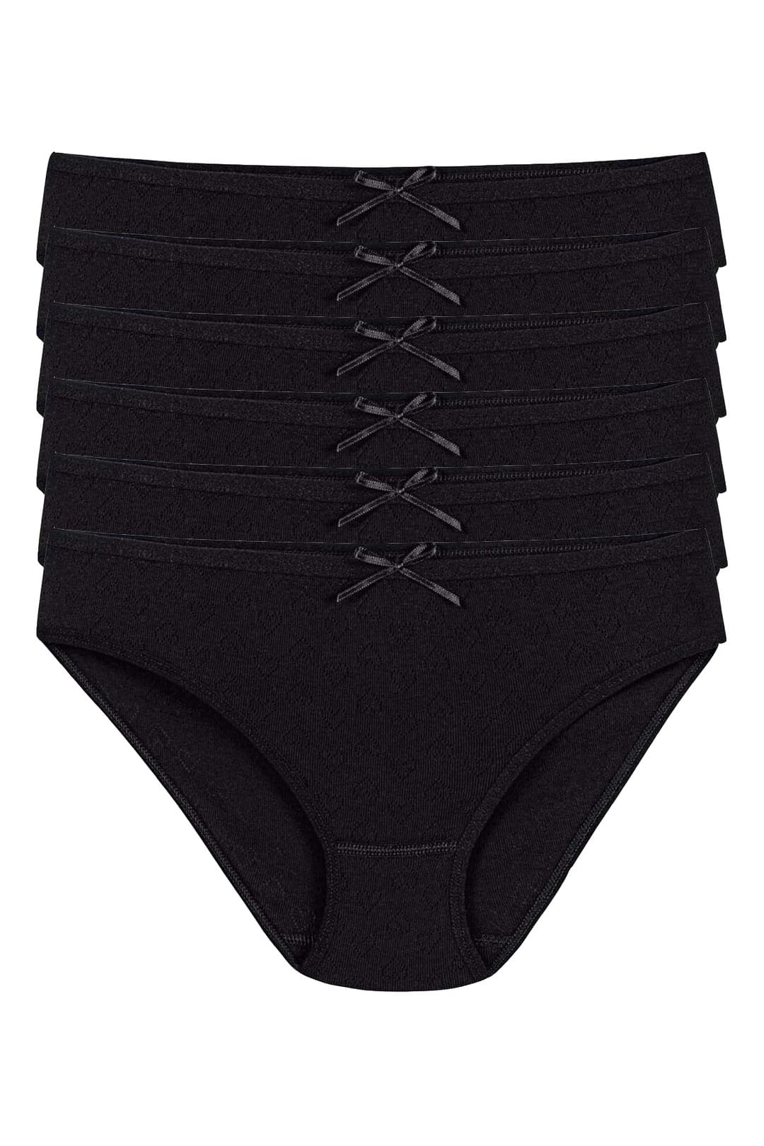Siyah 6'lı Paket Pamuk Kalpli Bikini Külot Yıldız 3578