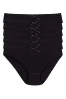 Siyah 6'lı Paket Pamuk Kalpli Bikini Külot Yıldız 3578 Siyah