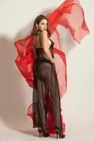Siyah Fileli Elbise String Fantazi Gecelik Takım Gallipoli MGP6092 Siyah farklı açı