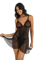 Siyah Kısa Puantiyeli Tül Gecelik Ahu Primoda 4226 Siyah