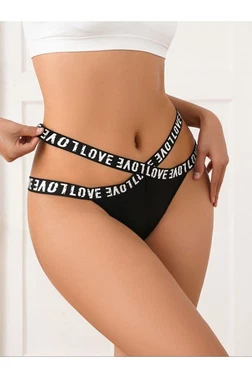 Lily Bianca Siyah Külot Yüksek Bel Love Şık Özel Tasarım - Alternatif Görünüm