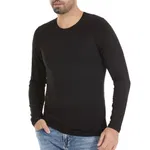 Siyah O-Yaka Uzun Kollu Bambu Erkek T-Shirt Yıldız 496 Siyah