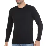 Siyah O-Yaka Uzun Kollu Likralı Erkek T-Shirt Yıldız 86 Siyah