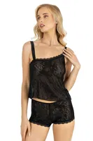 Siyah Saten Kadın Transparan Şort Takımı Ahu Primoda 9220 Siyah