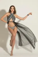 Siyah Simli Transparan Elbise String ve Bileklik Gallipoli MGP6062