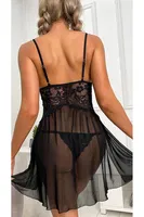 Siyah Tül Dantel Erotik Fantezi Gecelik Ruselin 2104 Siyah farklı açı