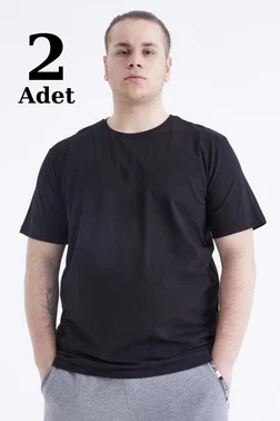 Arma Yıldız Siyah %100 Pamuk Büyük Beden O Yaka Tişört Arma Yıldız 1161 - 2 ADET