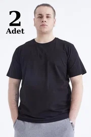 Arma Yıldız Siyah %100 Pamuk Büyük Beden O Yaka Tişört Arma Yıldız 1161 - 2 ADET