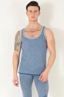 Sporcu Gym Seamless Dikişsiz T-shirt Miorre 001-001248 Mavi