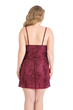 Ahu Lingerie Stil Büyük Beden Bordo Kısa Jakarlı Gecelik Primoda Ahu 2069 - Alternatif Görünüm