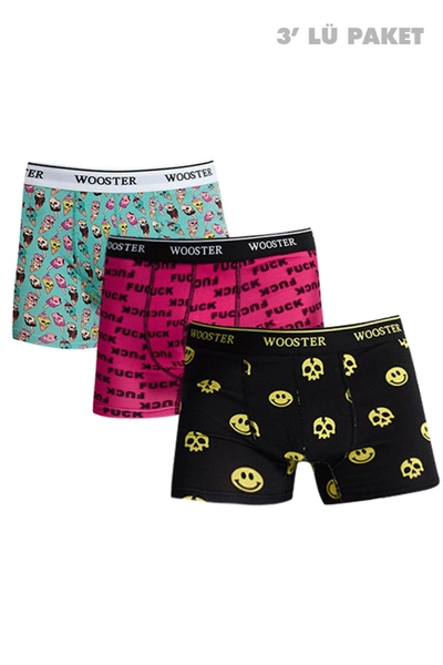 Strech Cotton Pamuklu 3lü Boxer Seti Wooster W-202