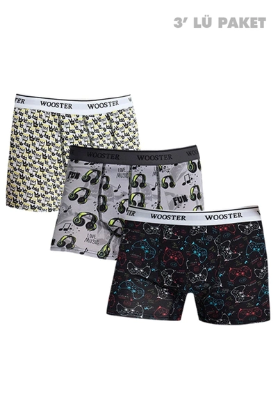 Strech Cotton Pamuklu 3'lü Boxer Seti Wooster W-204