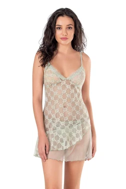 Ahu Lingerie Su Yeşili Dantel Tül Seksi Kadın Gecelik Ahu Primoda 4123 - Alternatif Görünüm