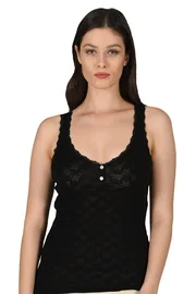 Özkan Transferli Ribana Jakarli Esnek Kalın Askılı Düğmeli Kadın Pamuklu Atlet Özkan 24202 