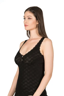 Özkan Transferli Ribana Jakarli Esnek Kalın Askılı Düğmeli Kadın Pamuklu Atlet Özkan 24202  - Alternatif Görünüm