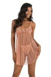 Ahu Lingerie Transparan Kısa Tül Gecelik Ahu Primoda 4206