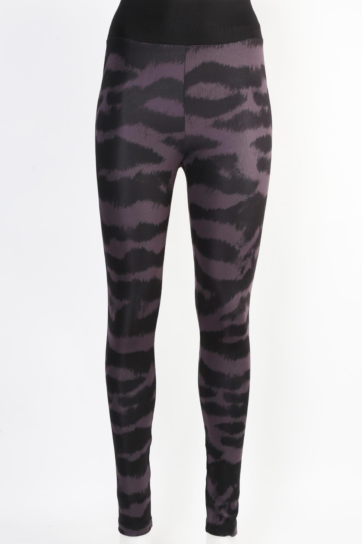Mor Desenli Leggings Kadın Tayt Derya Kurşun TRND07