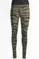 Zebra Desen Yeşil Leggings Tayt Derya Kurşun TRND08 Haki
