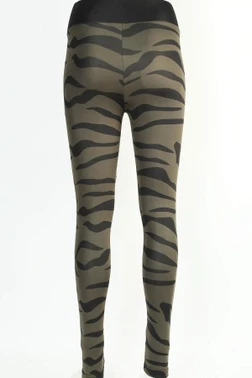 Zebra Desen Yeşil Leggings Tayt Derya Kurşun TRND08 - Alternatif Görünüm