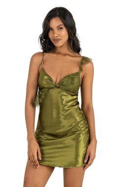 Ahu Lingerie Tül Askılı Kısa Saten Gecelik Ahu Primoda 8235