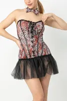 Tül Detay Korse Leopar Kadın Kostüm Phevos 012-000139