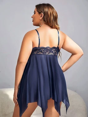 Pink Night Tül Lacivert Bralet Büyük Beden Fantezi Gecelik Pink Night 6677 - Alternatif Görünüm