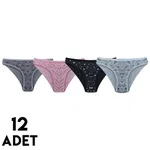 Karışık Desenli Hilda Kadın Bikini Külot 12'li Tutku 0585 Karışık Renk farklı açı